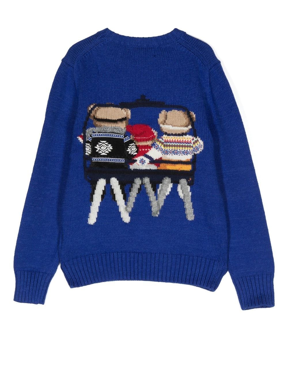 Shop Ralph Lauren Sweater With Three Teddy In Blu