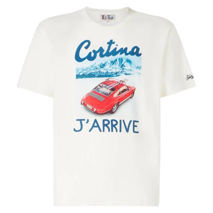 Mc 2 Saint Barth Kids' Cameron T-shirt With Cortina Print In Bianco