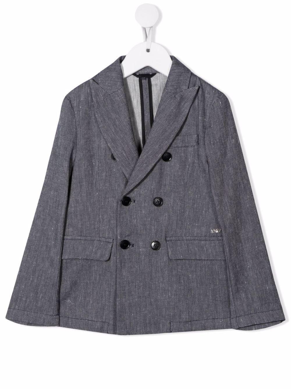 Armani Junior Double-breasted Jacket In Jeans