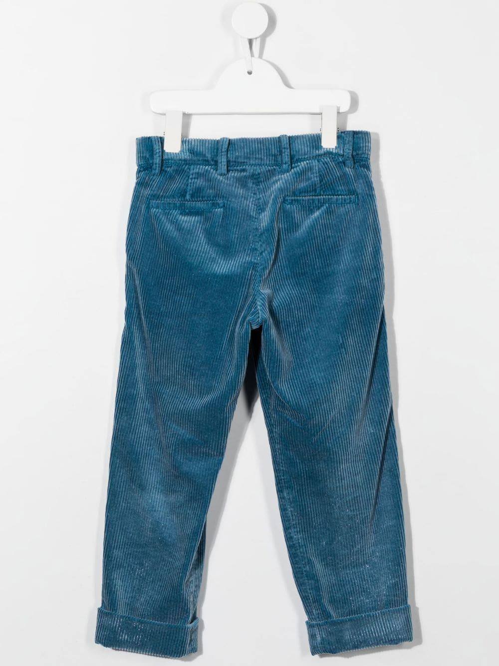 Shop Brunello Cucinelli Corduroy Trousers With Turn-ups In Blu