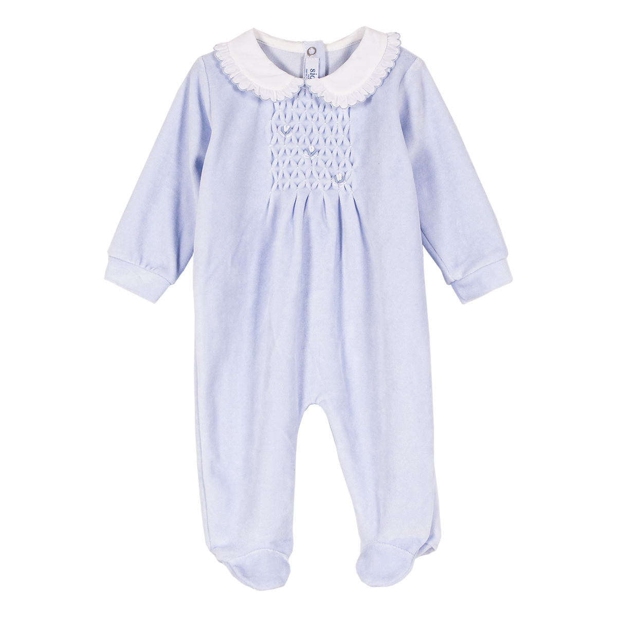 Siola Babies' Onesie With Front Embroidery In Cielo