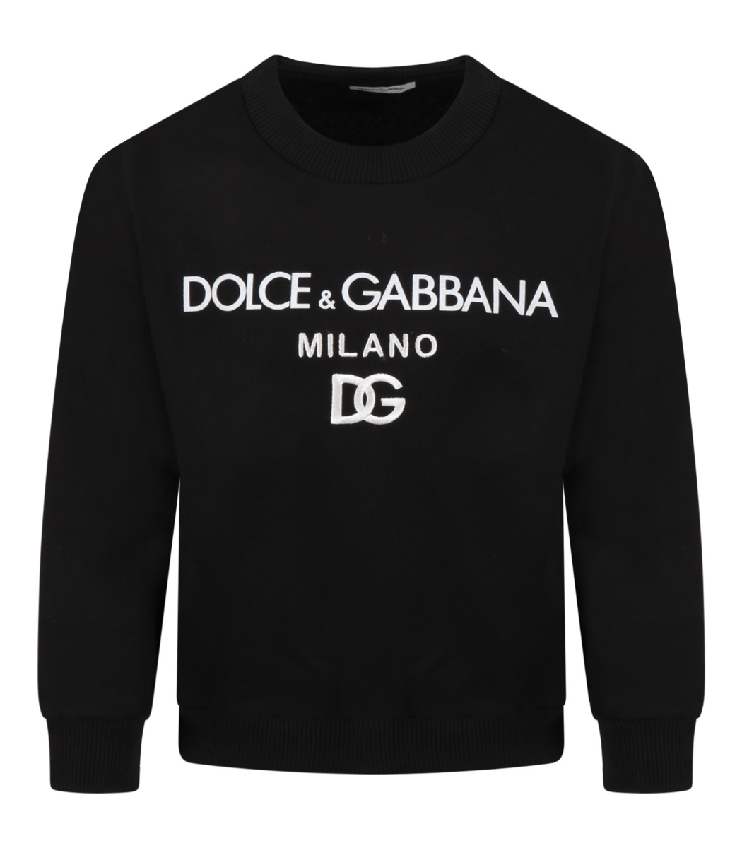 Dolce & Gabbana Kids' Sweatshirt With Embroidered Logo In Nero