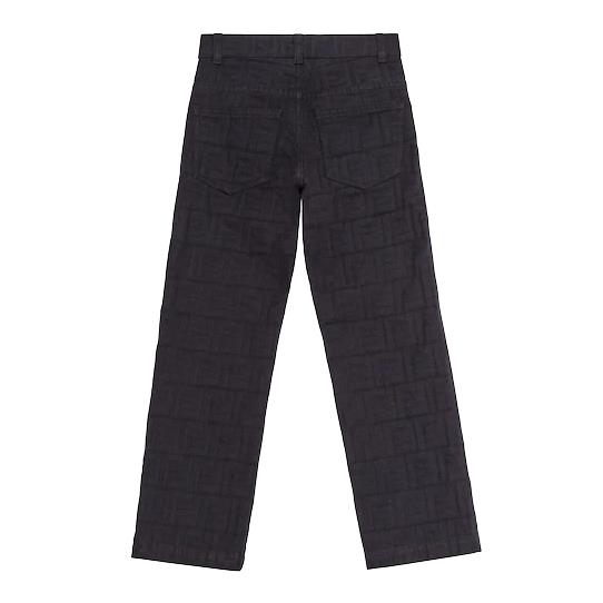 Shop Fendi Trousers With All-over Monogram In Nero