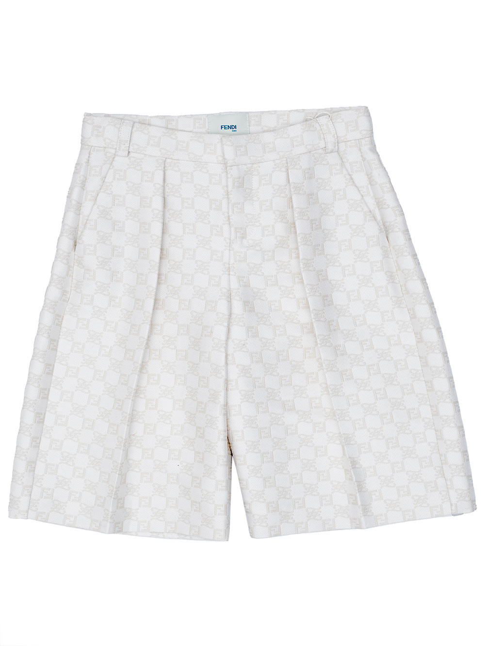 Fendi Kids' Shorts With All-over Logo In Panna