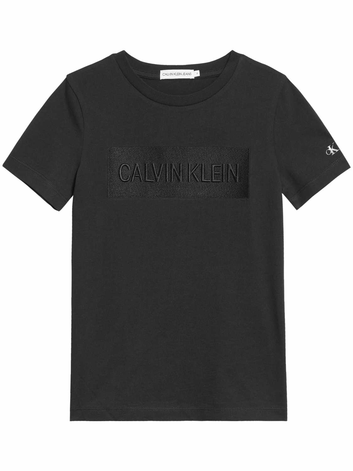 Calvin Klein Junior Kids' T-shirt With Embossed Logo In Nero
