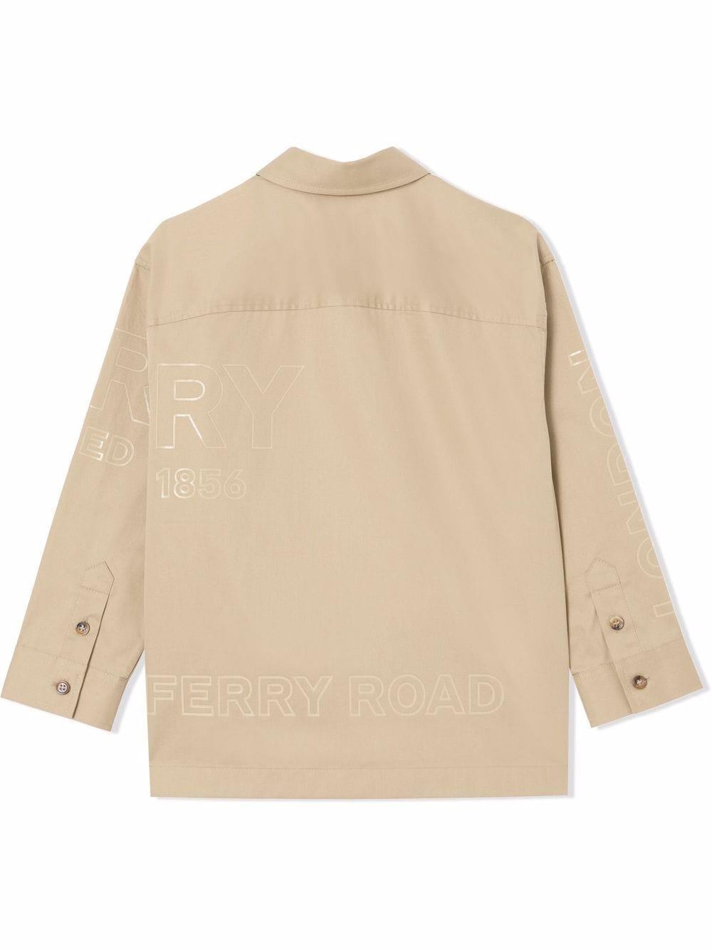 Shop Burberry Shirt With Tone-on-tone Logo In Beige