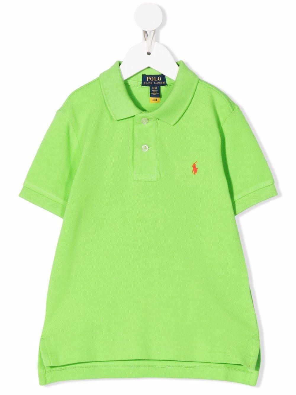 Ralph Lauren Kids' Basic Polo With Red Logo In Verde