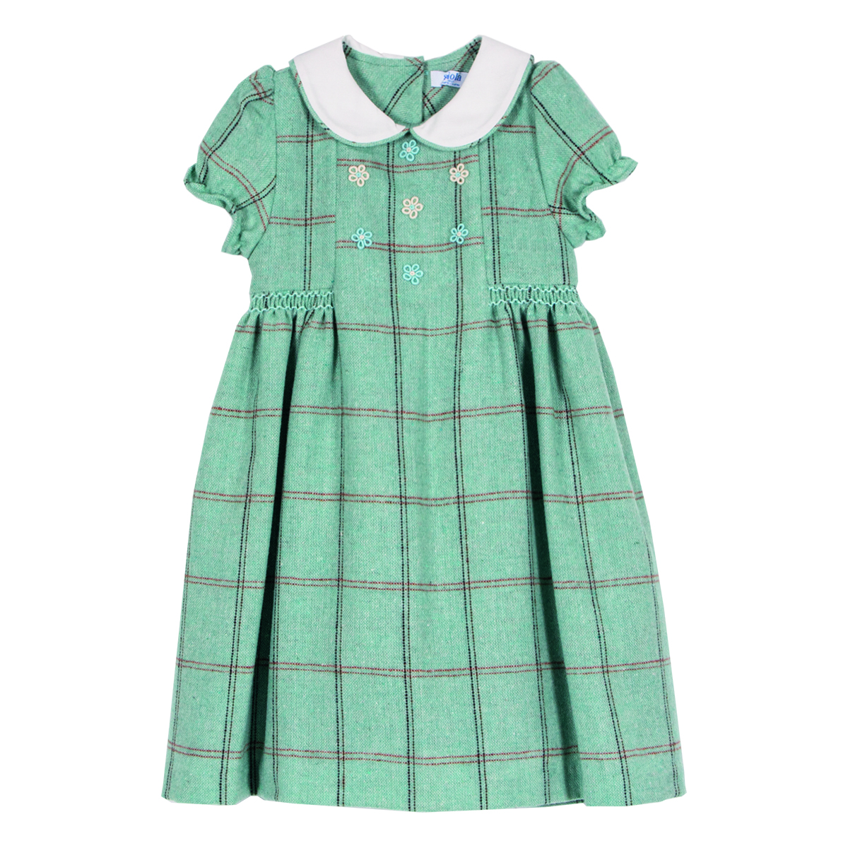 Siola Kids' Green Checked Dress In Verde