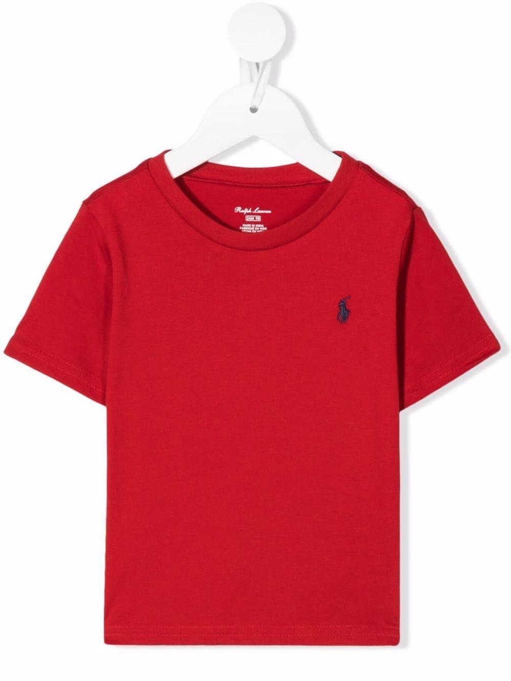 Shop Ralph Lauren Red T-shirt With Blue Logo In Rosso