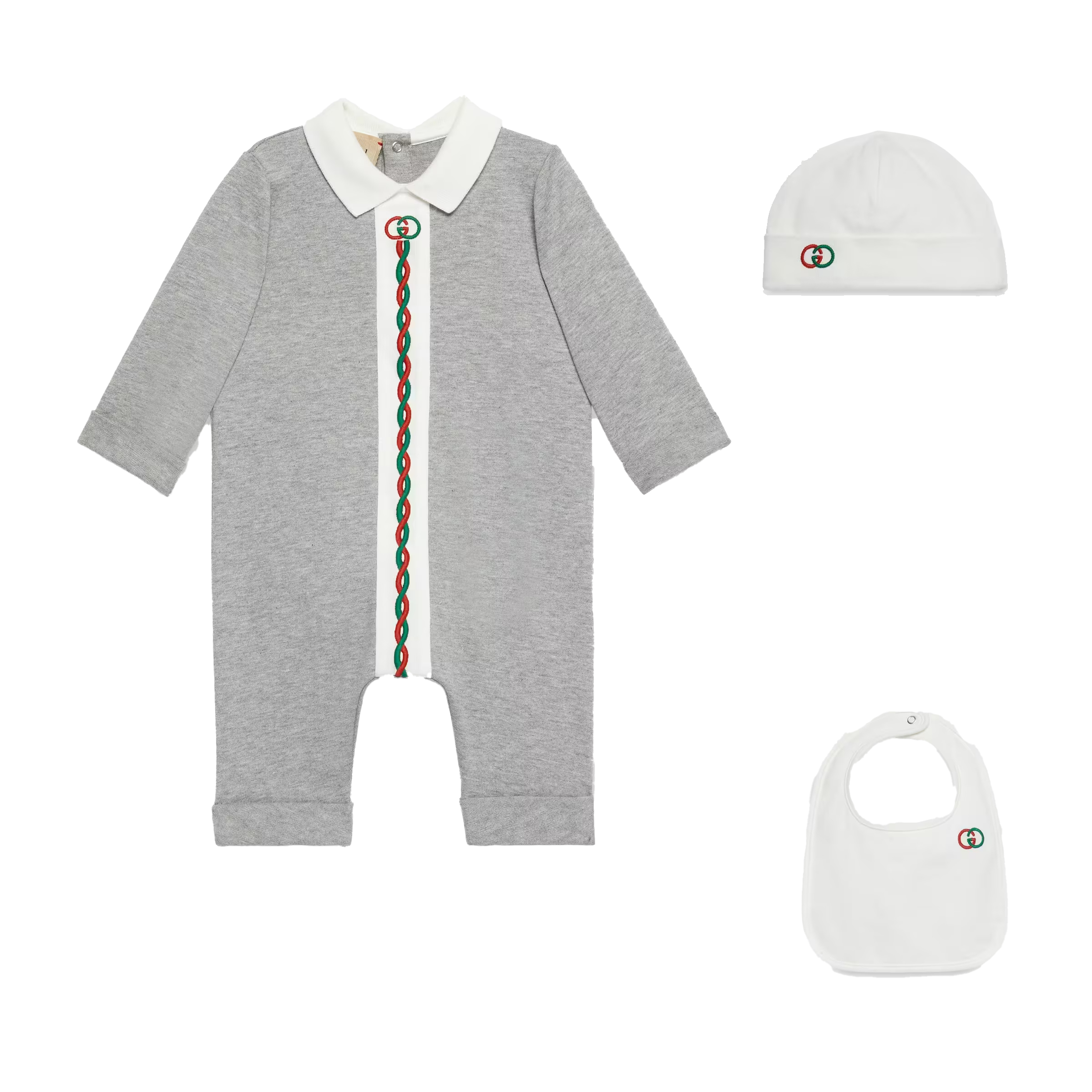 Gucci Babies' Three-piece Set With Embroidery In Gray