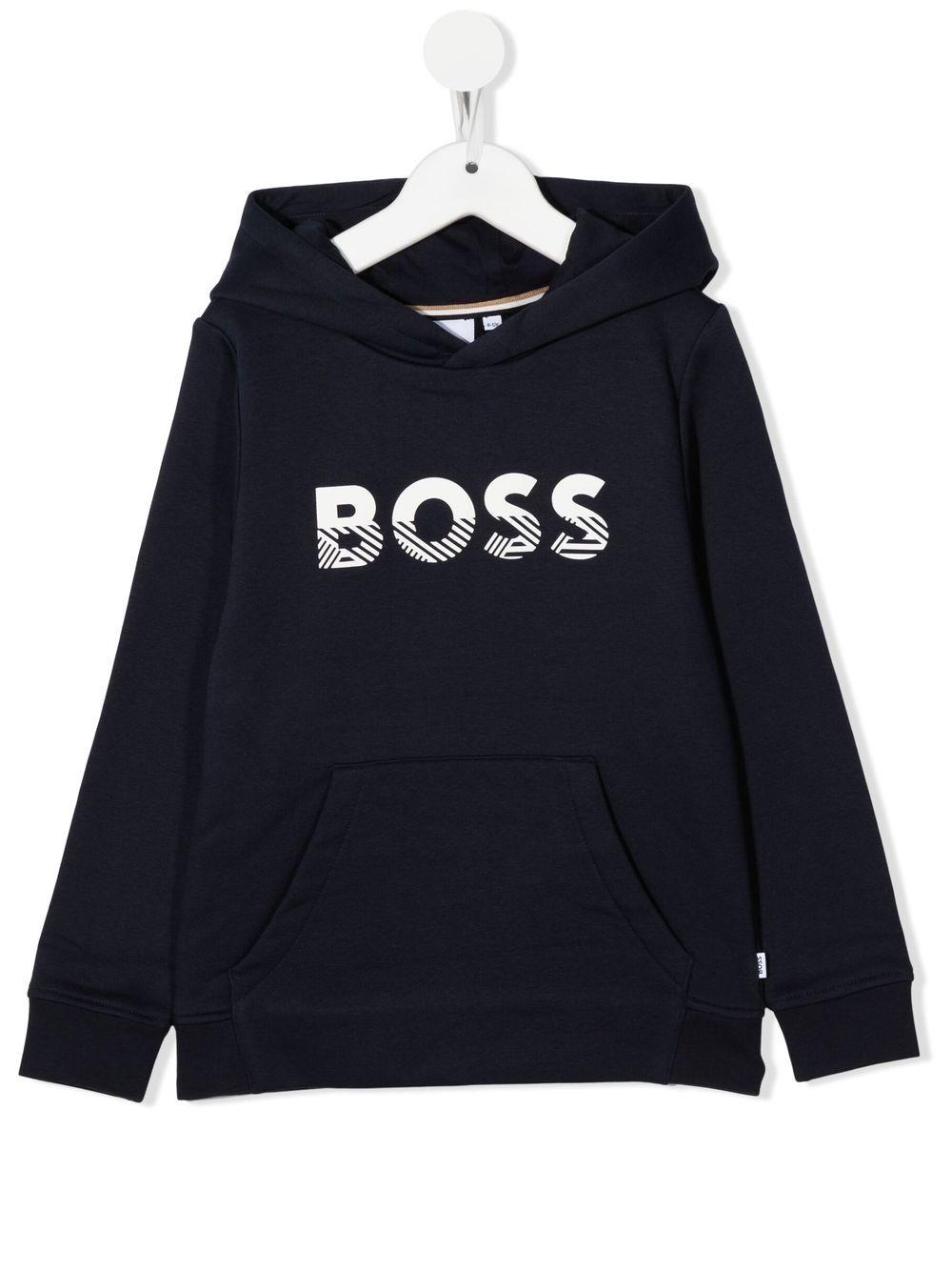 Hugo Boss Kids' Sweatshirt With Front Pocket In Blu