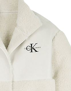 Shop Calvin Klein Junior High Collar Coat In Panna