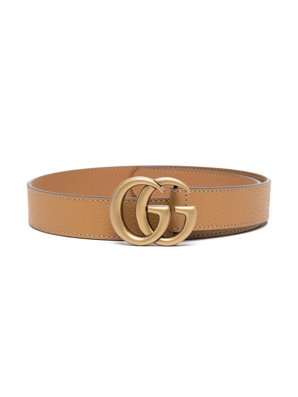 Shop Gucci Belt With Gg Buckle In Marrone