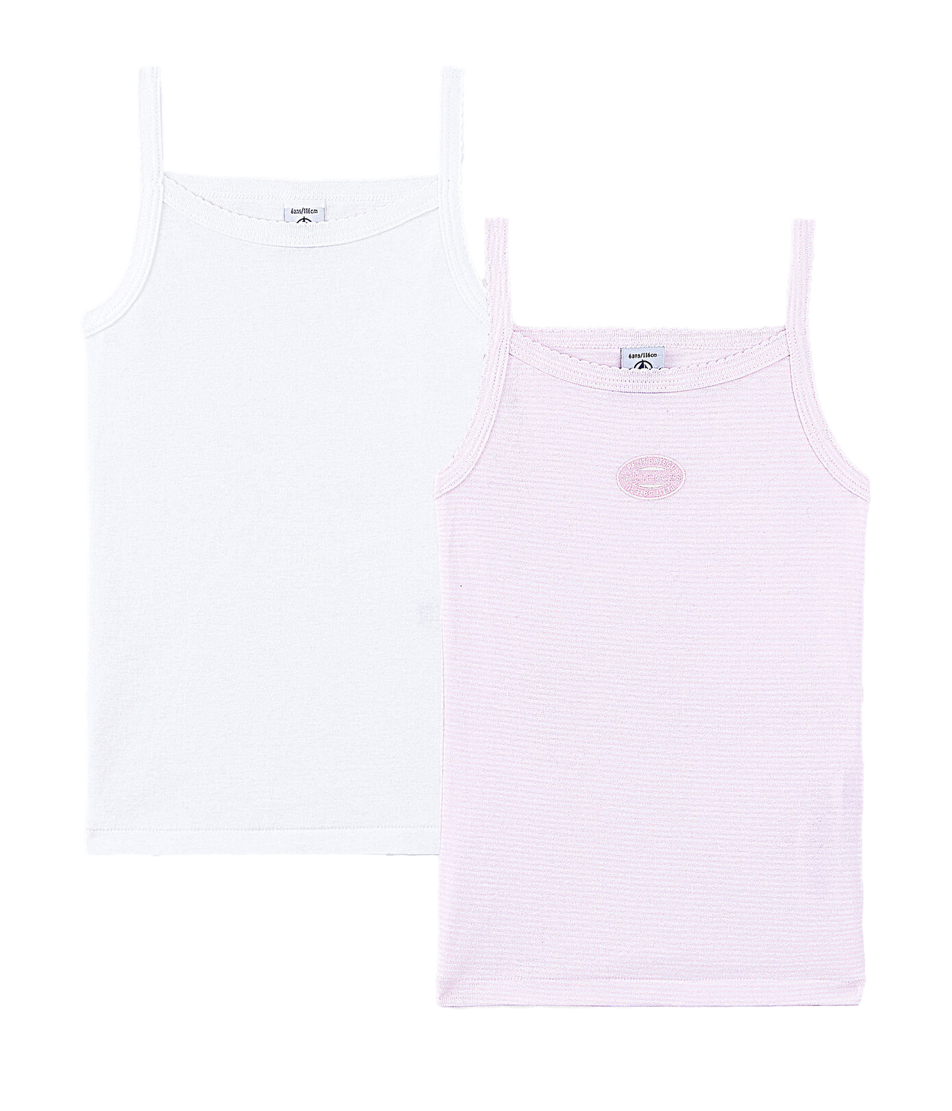 Petit Bateau Tank Top with Straps - Pack of 2 - Grey/Pink - 100