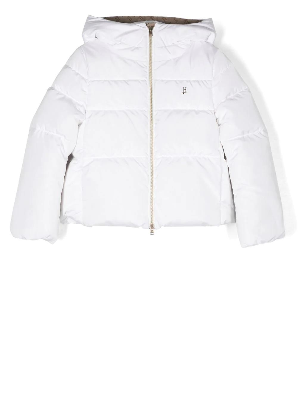 Shop Herno Hooded Down Jacket In Bianco