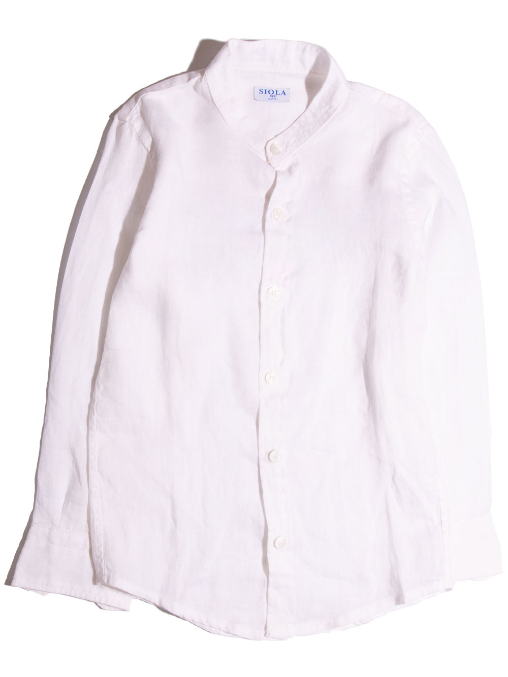 Siola Kids' Korean Shirt In Linen In Bianco