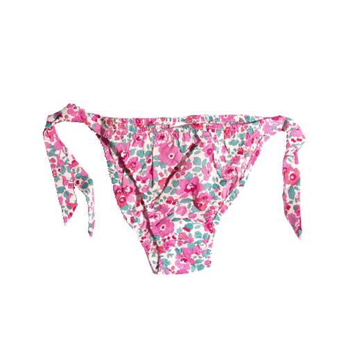 Pesciolino Rosso Kids' Bows Swimsuit Slip With Pink Flowers In Rosa