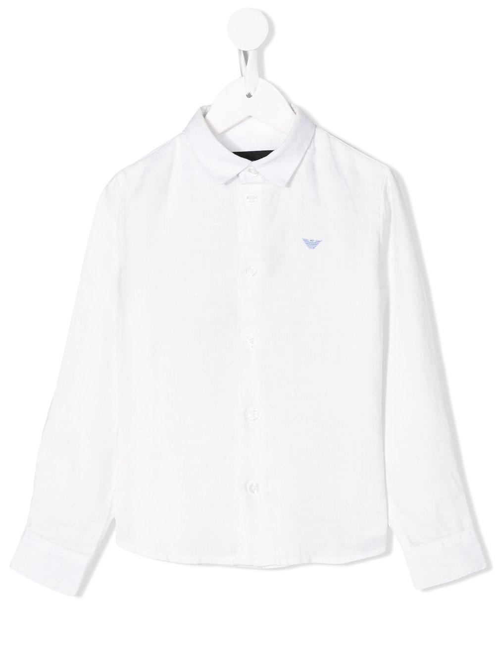 Armani Junior Kids' Camicia Di Lino In Bianco