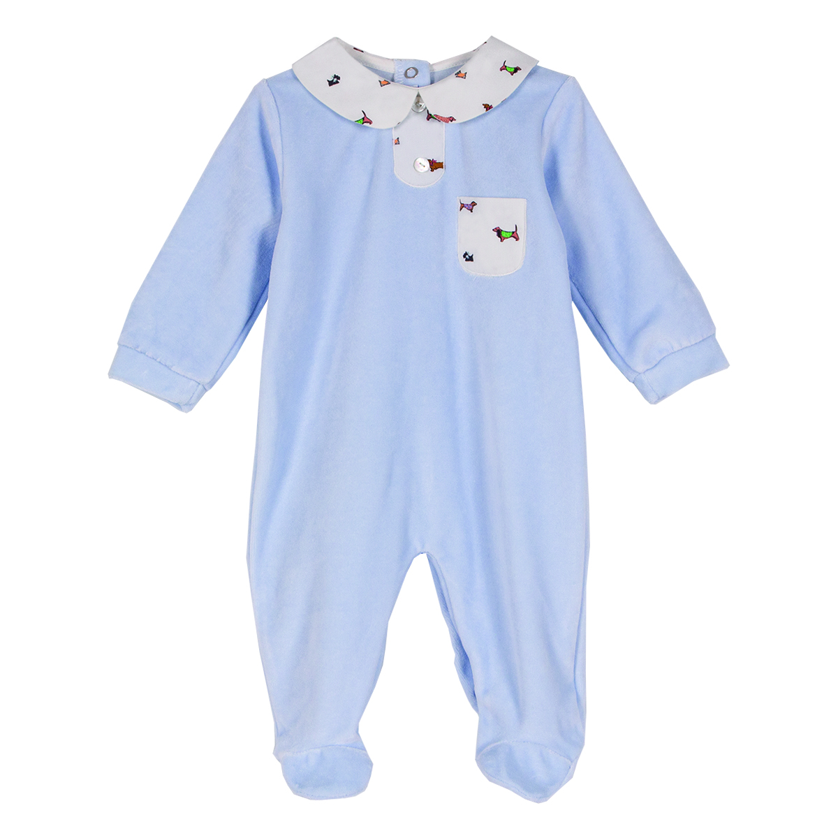 Siola Babies' Onesie With Doggies Print In Cielo