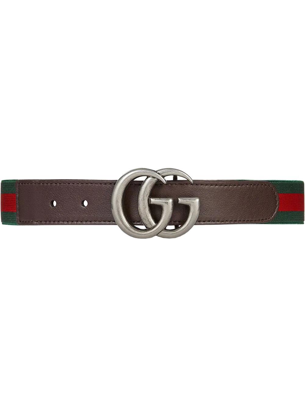 Shop Gucci Elasticated Belt With Gg Buckle In Verde