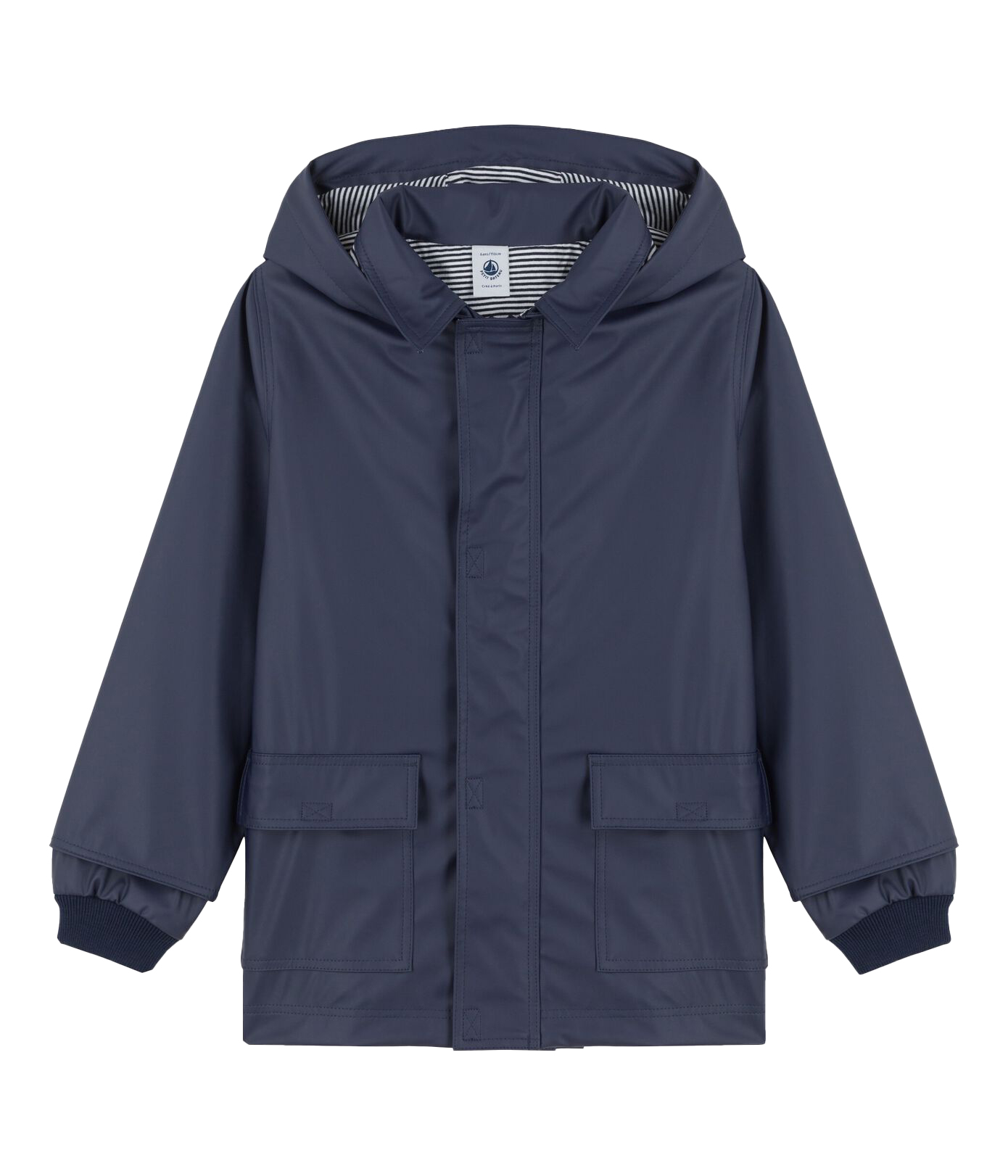 Petit Bateau Waterproof Jacket With Hood In Blu