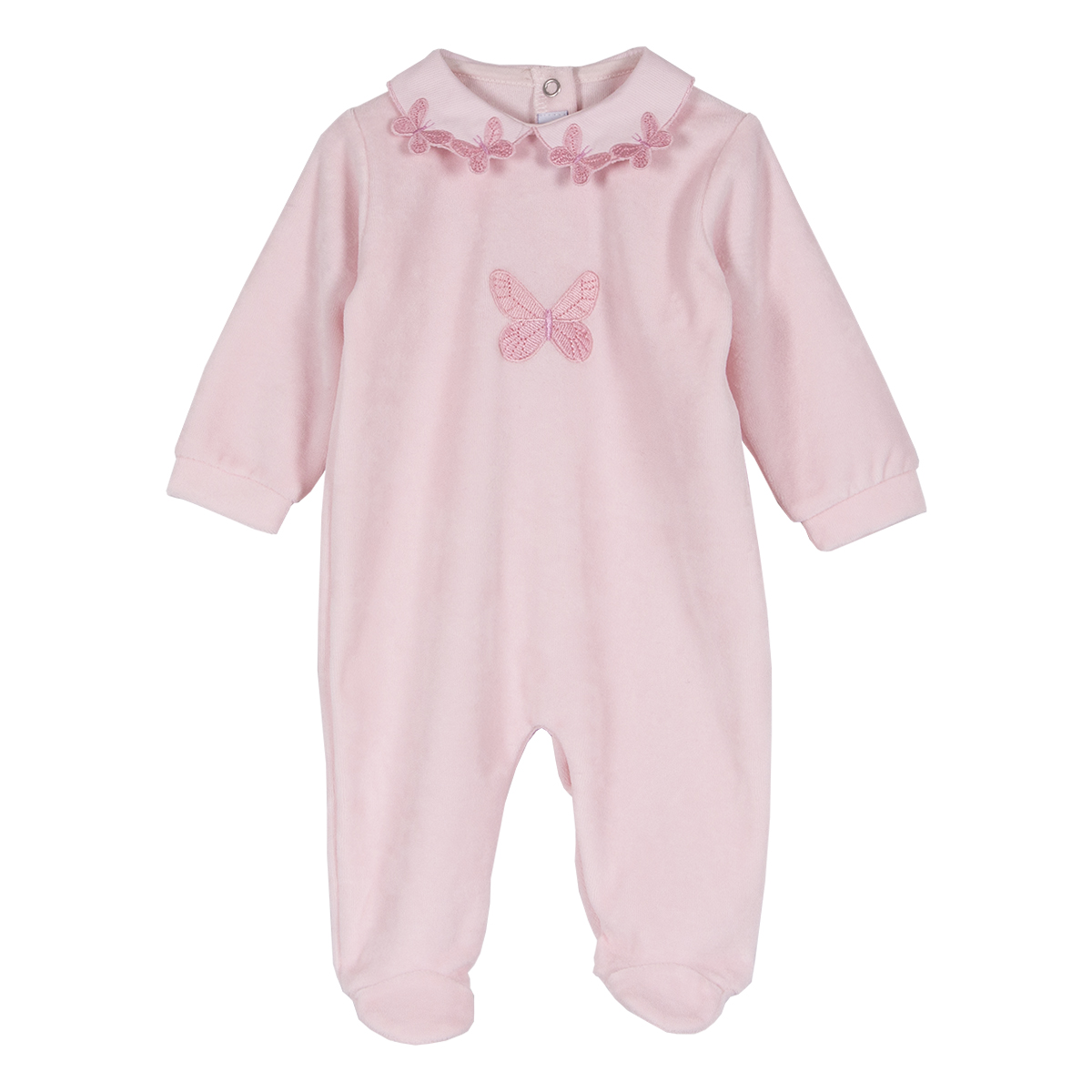 Siola Babies' Onesie With Embroidered Butterflies In Rosa