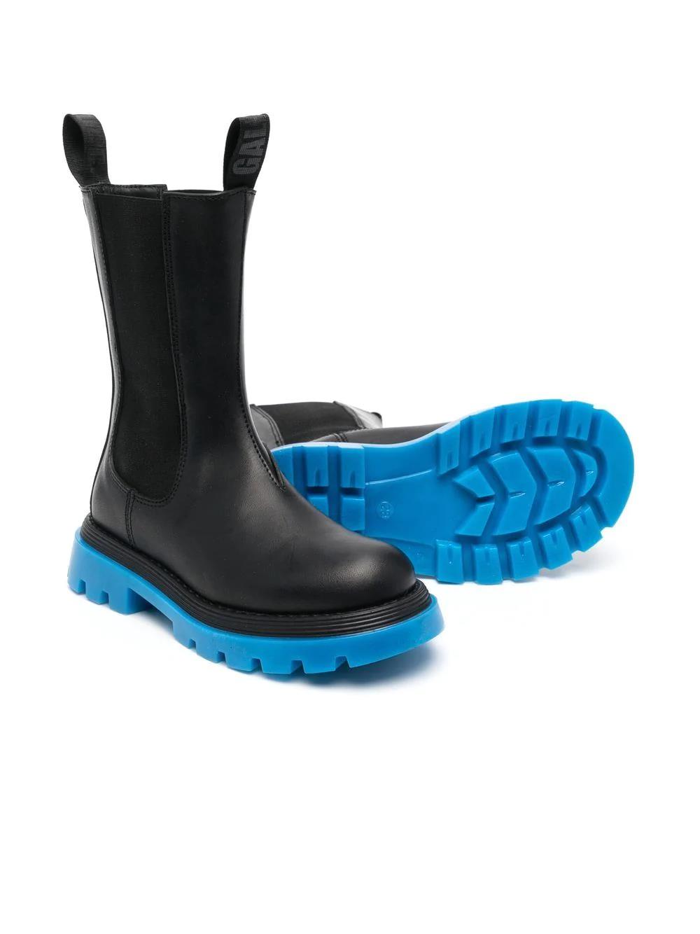Shop Gallucci Slip-on High Boots With Blue Sole In Nero